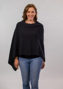 possum merino two way poncho charcoal - ecowool