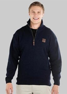 swanndri mariner zip jersey navy - ecowool