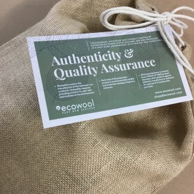 ecowool footwear jute bag and authenticity certificate