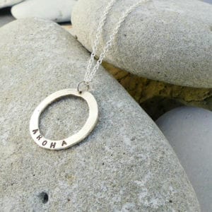 Handmade Aroha Love circle necklace silver - ecowool