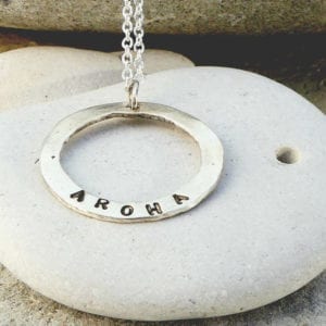 aroha love necklace circle silver - ecowool