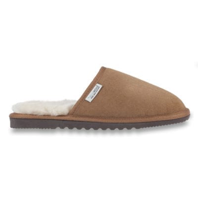 Ecowool hard sole sheepskin scuff chestnut