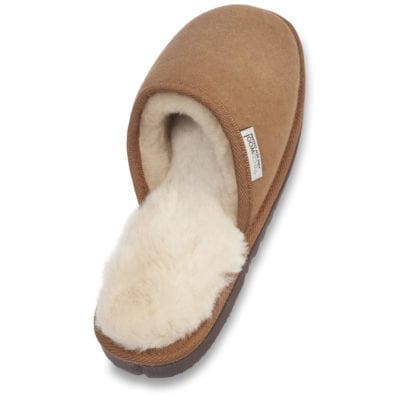 Ecowool hard sole sheepskin scuff chestnut