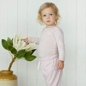 organic merino body suit rose stripe - Ecowool