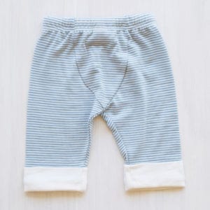 organic merino drawstring baby pants north sea stripe - Ecowool