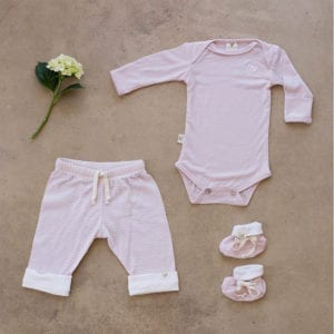 organic merino baby bodysuit rose - Ecowool