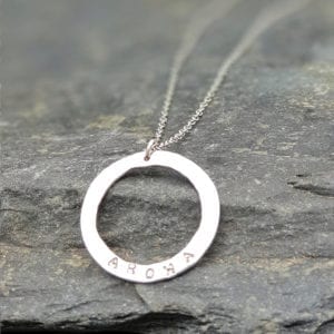 Handmade jewellery aroha love circle necklace silver - ecowool