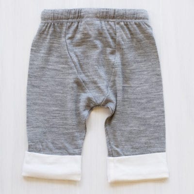 organic merino drawstring baby pants grey marle - ecowool