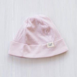 organic merino baby beanie dusty rose - ecowool