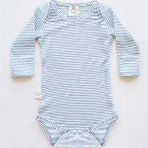 organic merino baby bodysuit north sea stripe - Ecowool