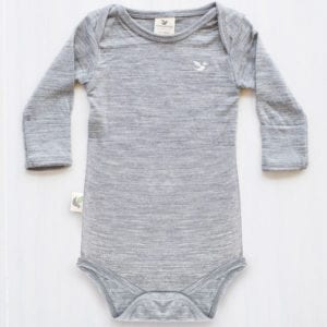 organic merino baby bodysuit grey marle - Ecowool