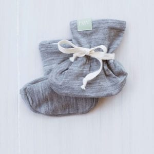 organic merino baby booties grey marle - ecowool