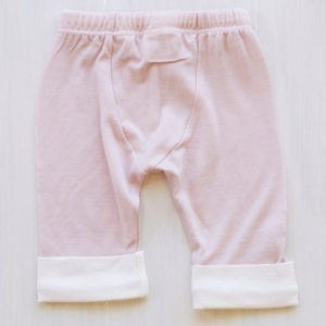 organic merino drawstring baby pants dusty rose - ecowool