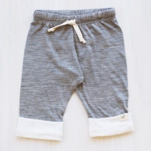 organic merino drawstring baby pants grey marle - ecowool