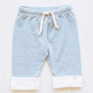 merino drawstring baby pants north sea stripe - Ecowool
