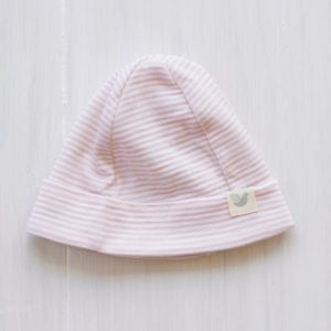 organic merino baby beanie rose stripe - ecowool