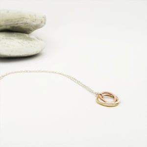 pebble trio cluster necklace silver brass copper - ecowool