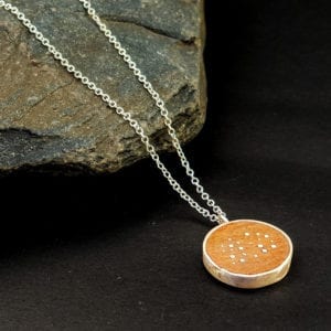Wood and silver circle star map necklace - ecowool