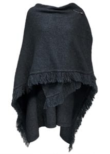 possum merino fringed shawl charcoal - ecowool
