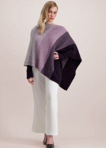 possum merino poncho plum lilac silver ecowool