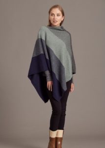 possum merino ombre poncho navy mint pewter - ecowool