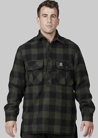 swanndri ranger xtreme bushshirt olive black - ecowool