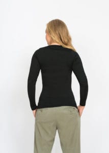 womens merino long sleeve top black - ecowool