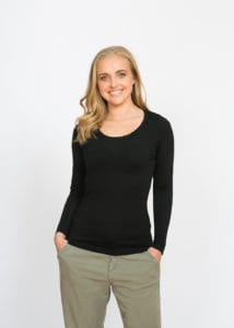 womens merino long sleeve top black - ecowool