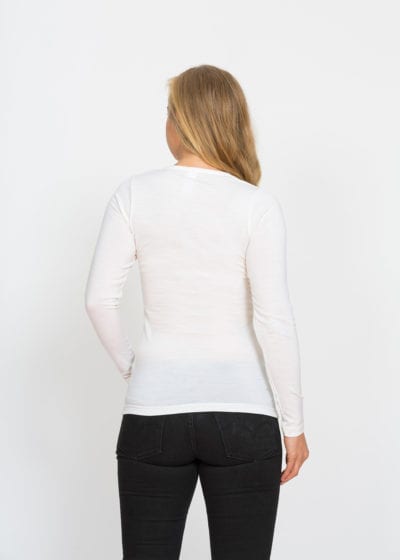 womens merino long sleeve top pearl - ecowool