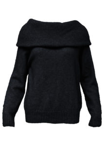 possum merino wide neck sweater black - ecowool