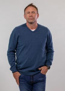 possum merino vee neck sweater marine - ecowool