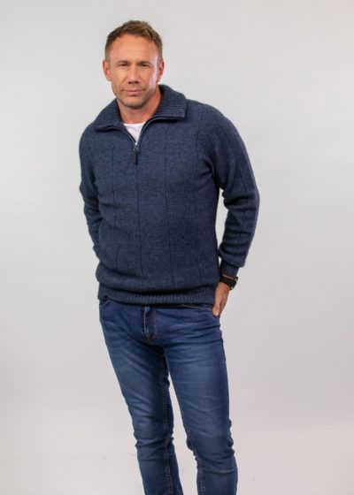 possum merino javelin zip sweater neptune-ecowool