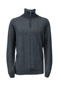 possum merino javelin zip sweater - charcoal - ecowool