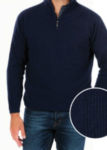 possum merino half zip sweater rib detail-twilight