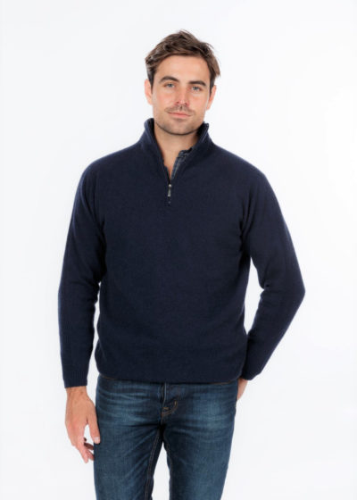 possum merino lightweight half zip sweater twilight - ecowool
