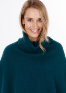 possum merino polo neck poncho jade -