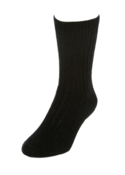 possum merino casual rib sock black- ecowool