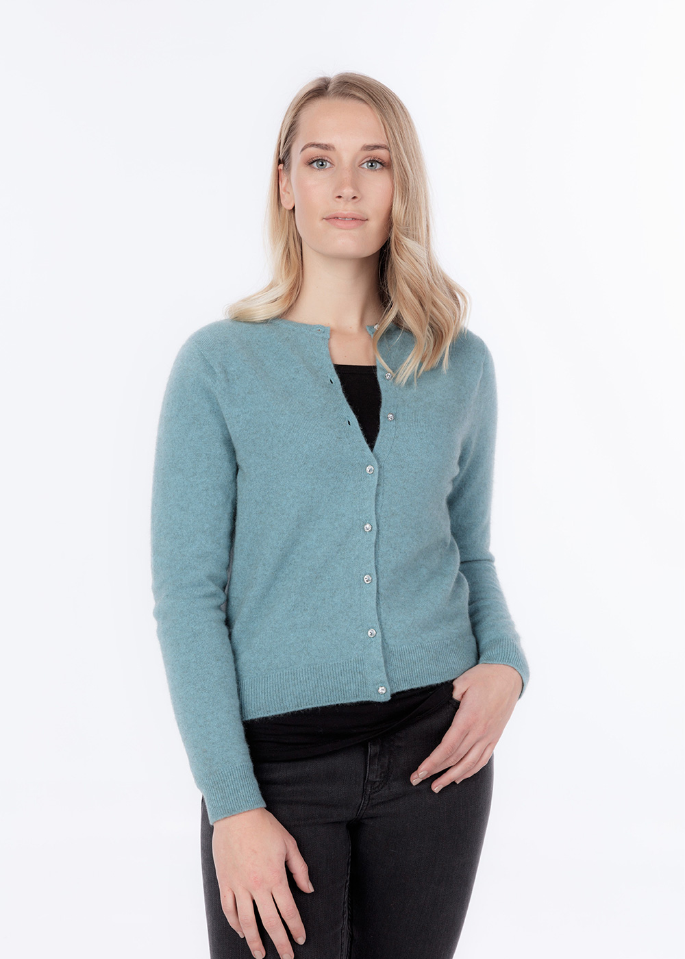 cropped merino cardigan