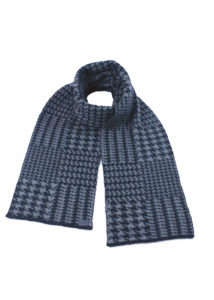 possum merino hounds tooth scarf charcoal mist - ecowool