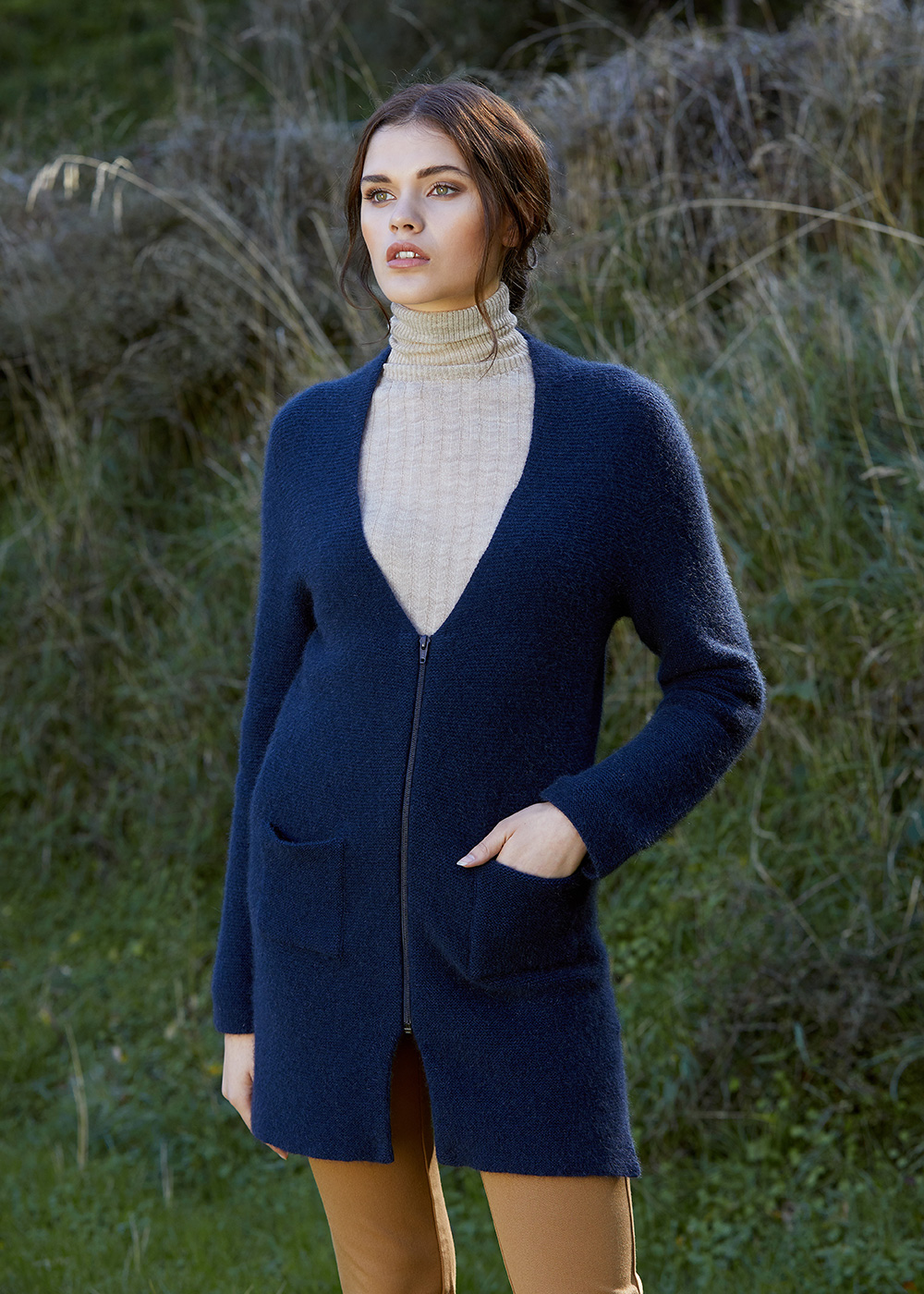 possum-merino-longline-zip-cardigan-navy | Ecowool