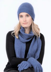 possum merino plain glove scarf beanie bluebell - ecowool
