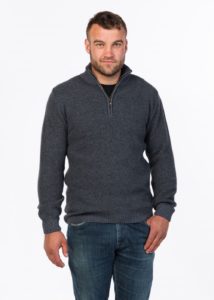 possum merino textured half zip sweater sky - ecowool