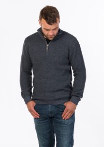 possum merino textured half zip sweater sky - ecowool