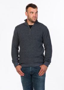 possum merino textured half zip sweater sky - ecowool