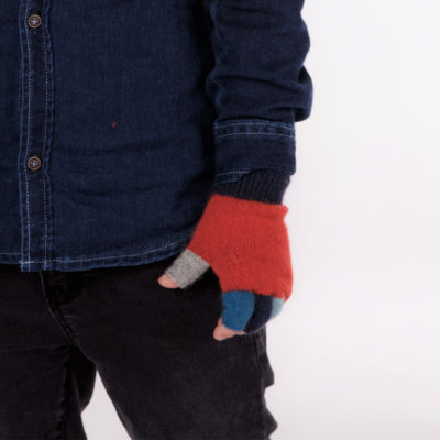 possum merino childs fingerless glove, stripe