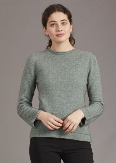 possum merino float stitch sweater mint- ecowool