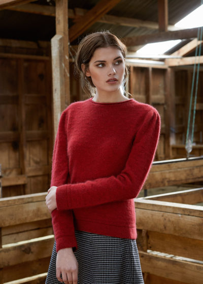 possum merino float stitch sweater red ecowool