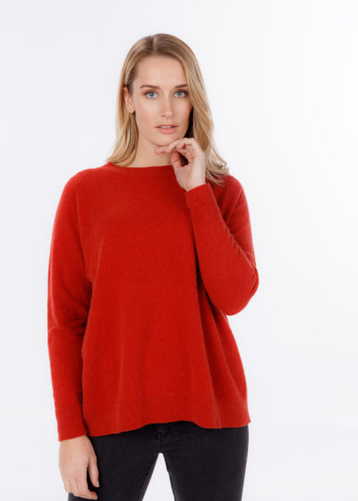 possum merino lounge sweater ruby - ecowool
