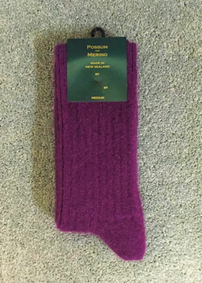possum merino casual rib sock berry - ecowool