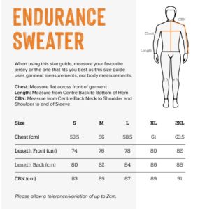 endurance sweater size guide ecowool